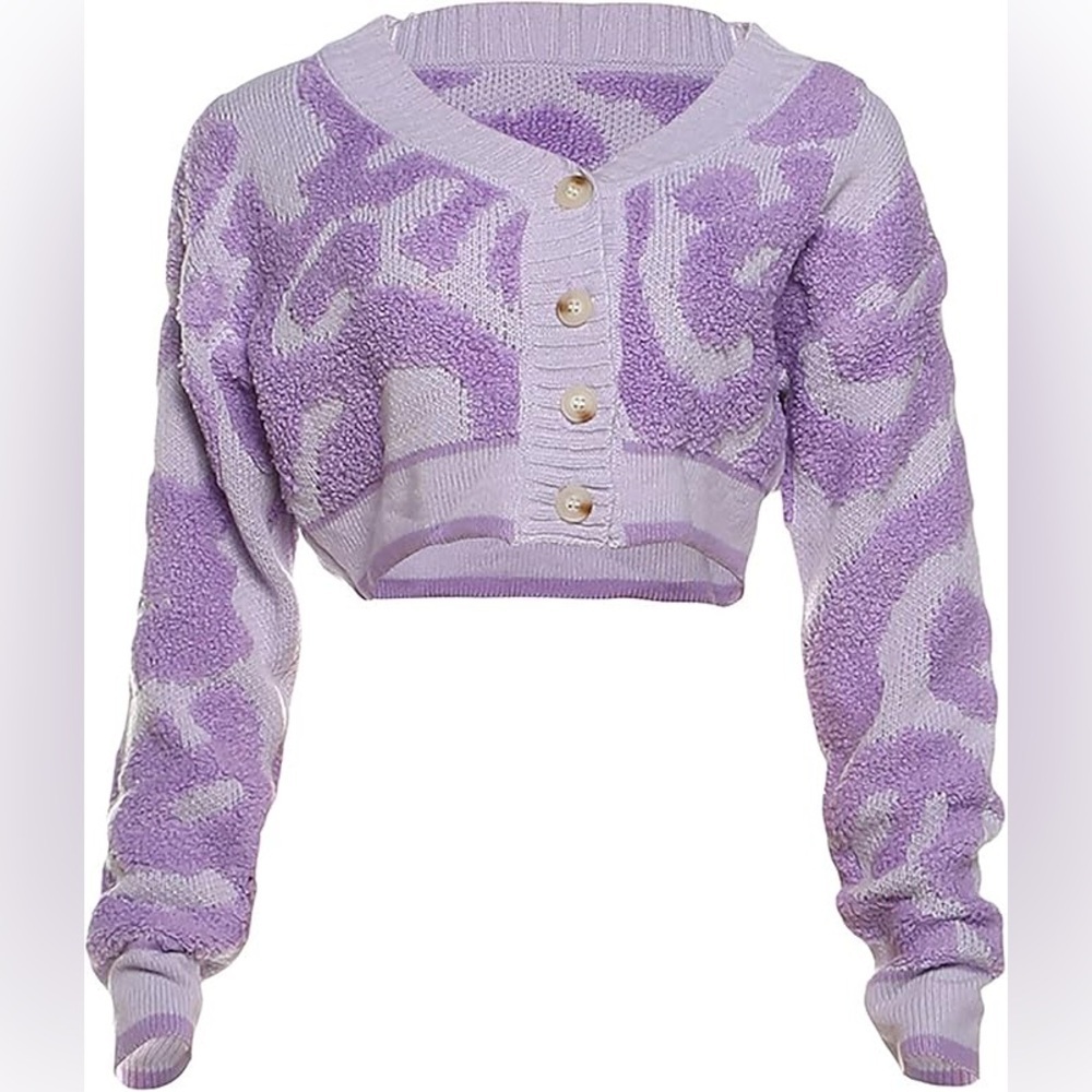Abstract Cropped Knit Cardigan - Picture 4 of 4